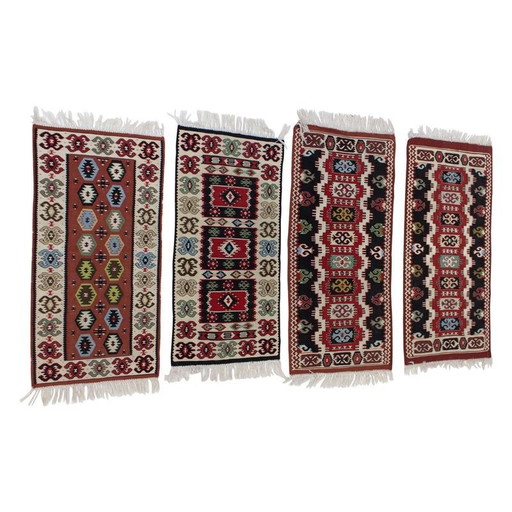 Set of 4 vintage Kilim wool rugs, Czechoslovakia 1960
