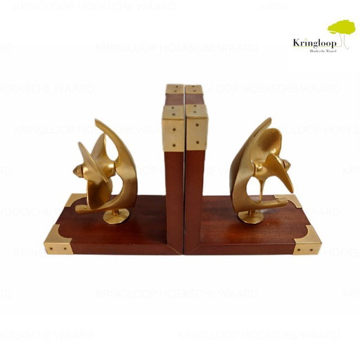Bookend "boat propeller" rosewood, brass, 1970