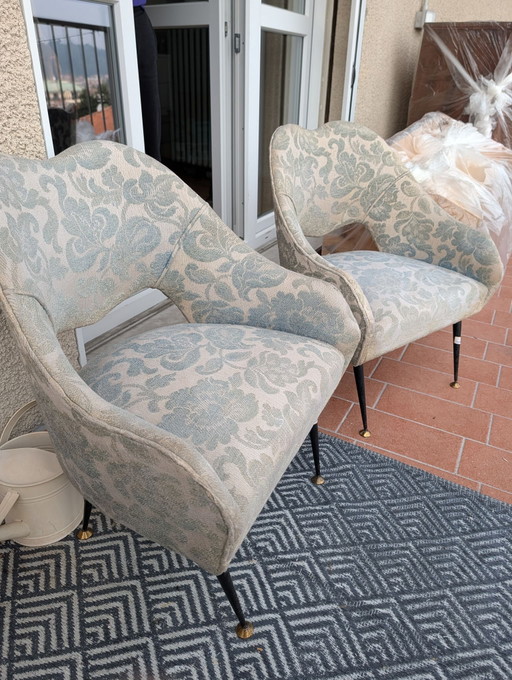 Paar Vintage Jaren 50 Fauteuils - Italiaanse Mid-Century Stijl (Gio Ponti / Ico Parisi)