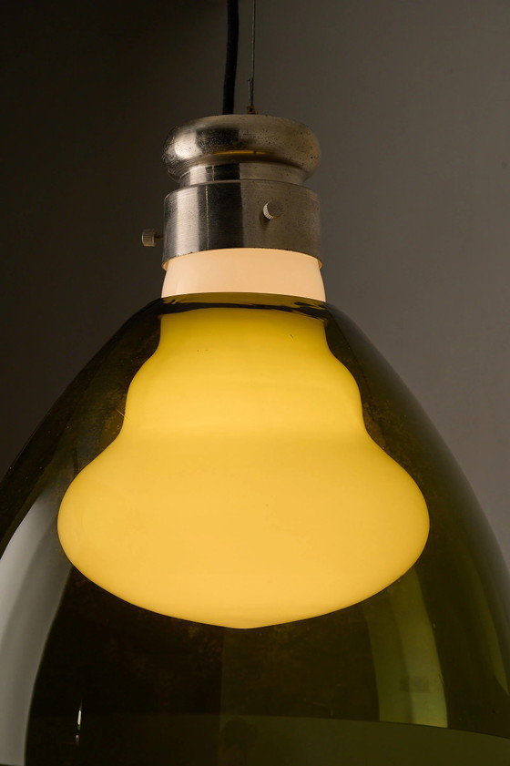 Space Age Blown Glass Pendant Lamp by Vistosi, Italy, 1970s, Ceiling lights, Aluminium (photo 2 of 12)