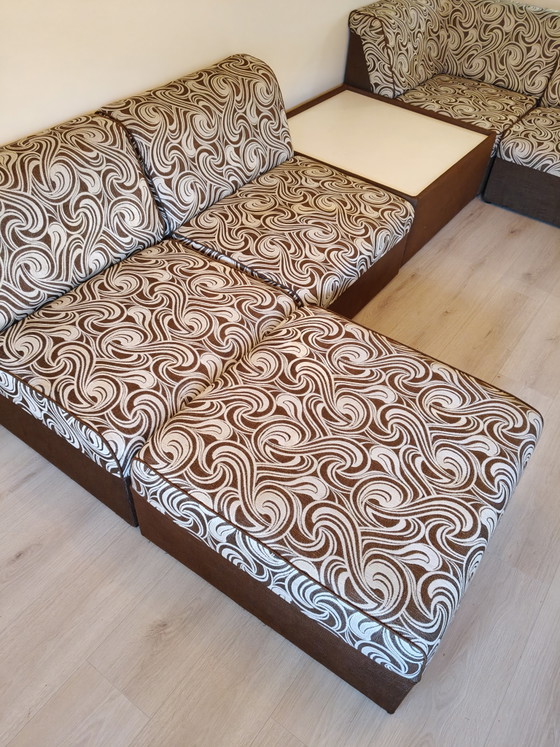 Image 1 of Vintage 70's space age design element sofa brown/cream