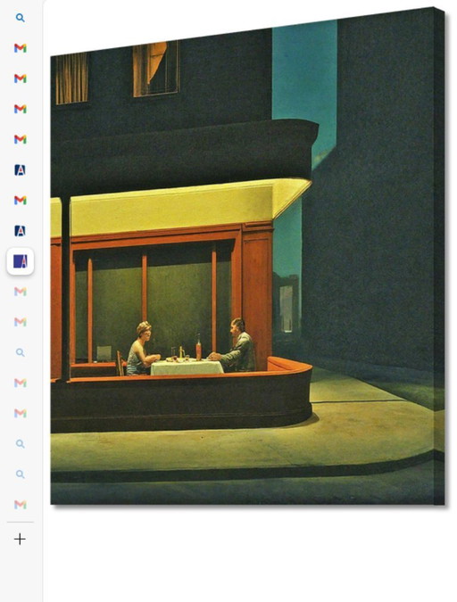 Edward Hopper--Late Night Dinner for Two (sur toile)