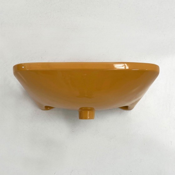 Image 1 of Vintage mosterdkleurige ronde spoelbak van Keramag Keravit, jaren 80.