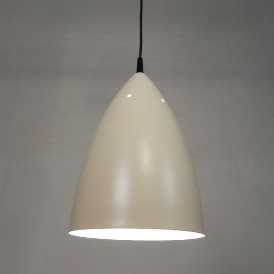 Image 1 of Vintage hanglamp met cremekleurige aluminium kap, jaren 60