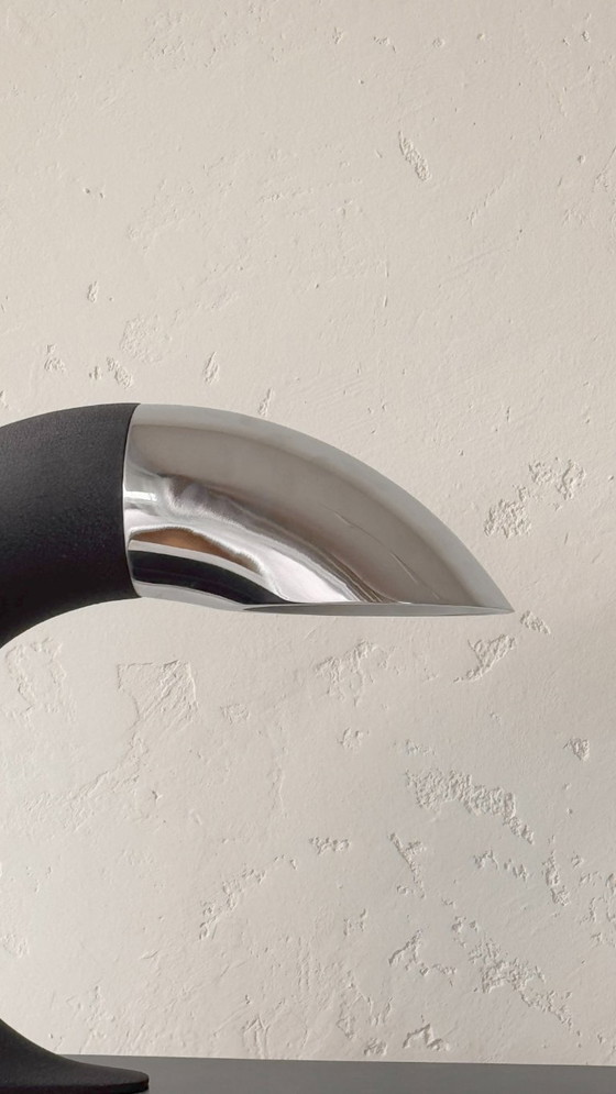 Image 1 of Lampe de table circulaire Fratelli Martini en acier noir et aluminium