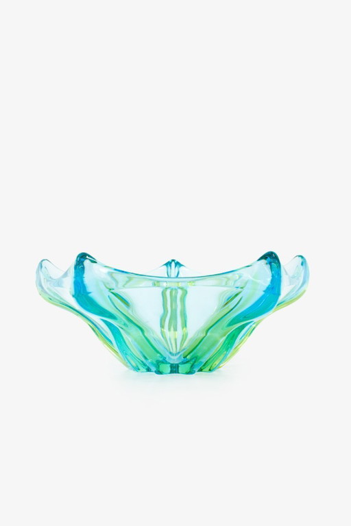 Vintage Murano blue-green fruit bowl