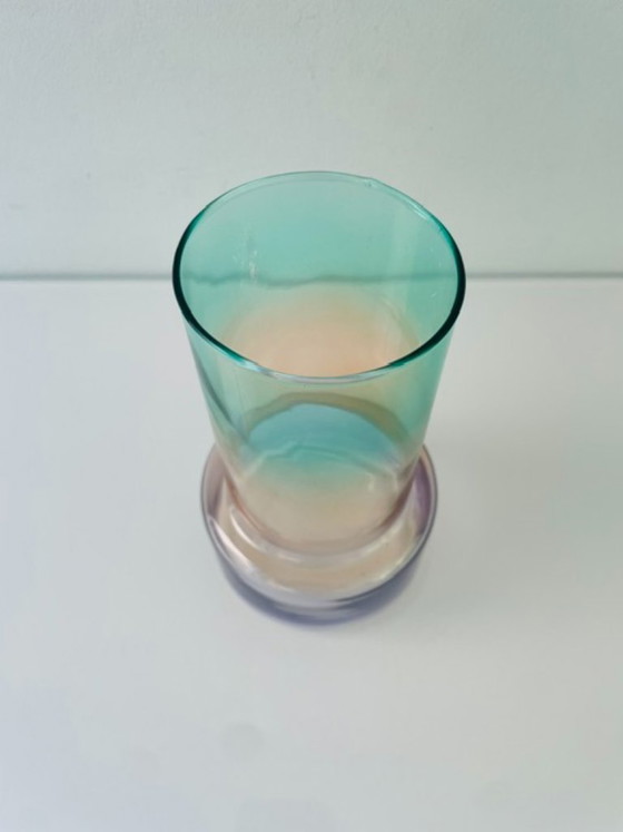 Image 1 of Modern glass designer vase with iridescent color gradient
