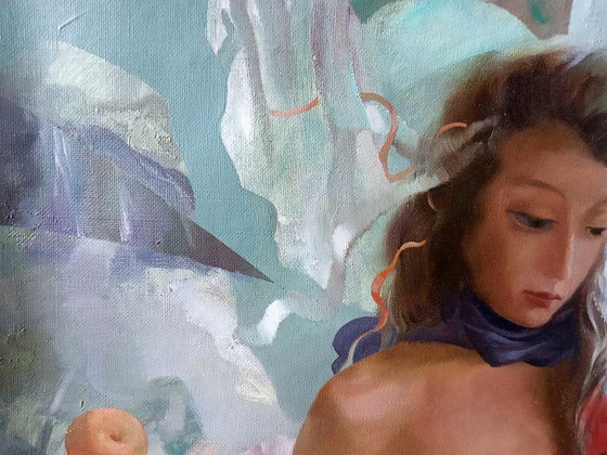 Original Oil Painting Abstract Expressionism Figurative Girl Nude – Paintings & Drawings, Canvas (photo 2 of 8)