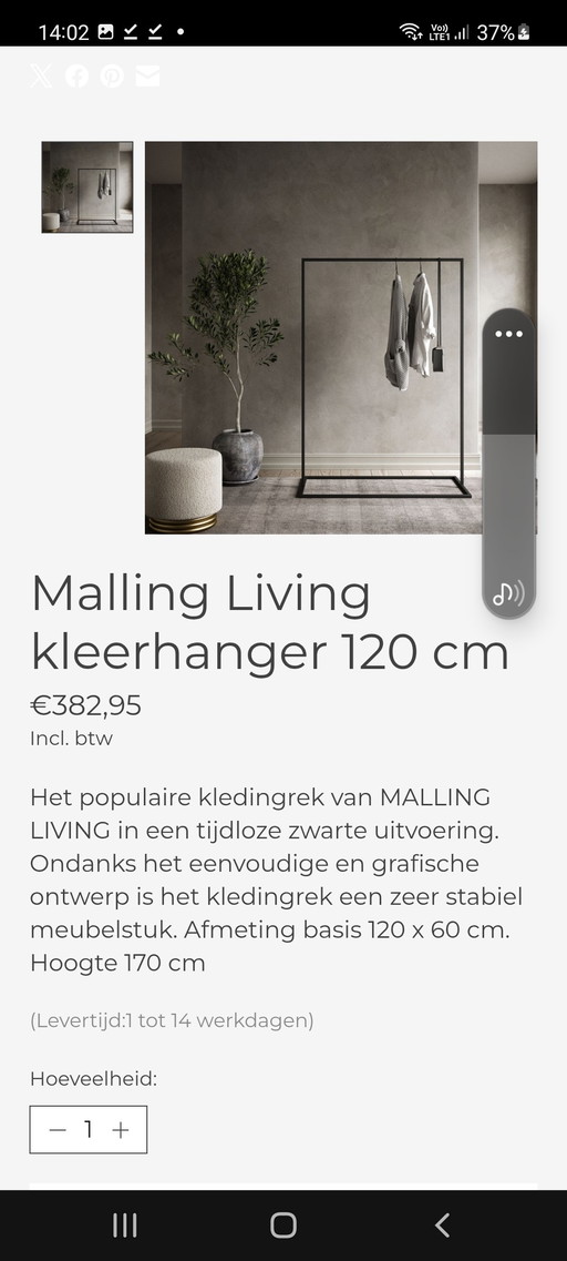 Malling Living kledingrek zwart