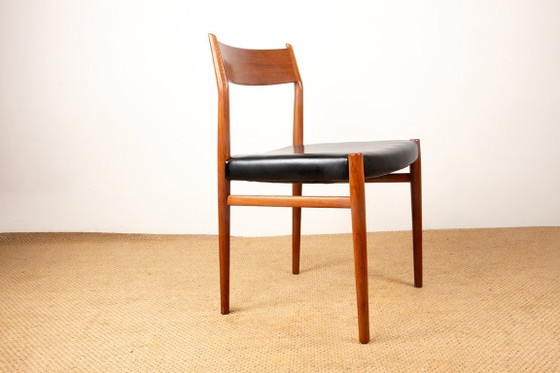 Image 1 of Set van 6 Deense stoelen van teak en skai, nieuw, model 418 van Arne Vodder voor Sibast 1960.