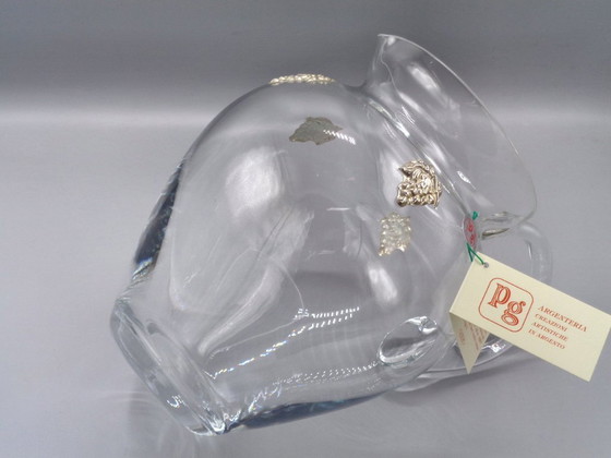 Image 1 of Jarra de vidrio soplado con uvas de plata 925.