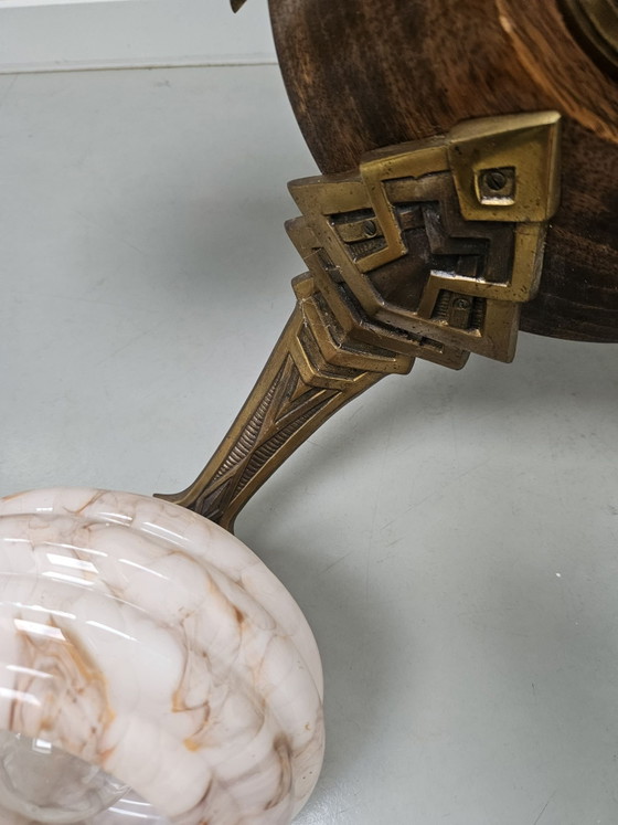 Art Deco Chandelier Hagenauer style 1920s/30s, Pendant lamps, Bronze, Glass, Pink (photo 10 of 13)