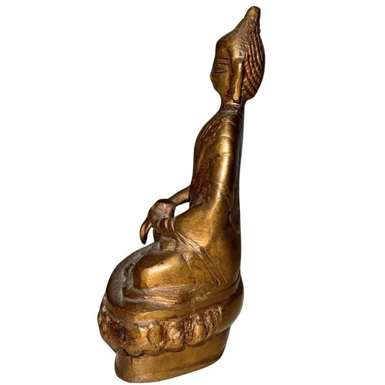 Buda Ladakh Antiguo – Circa 1940 – Bronce Fundido a Mano con Rastros de Dorado – Estatua de Altar Espiritual (photo 7 of 9)