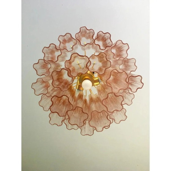 Image 1 of Italian Pink Murano Tronchi Glass Chandelier