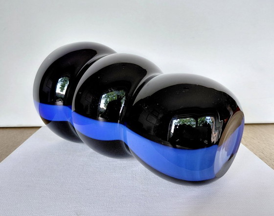 Vintage Christinenhütte Bubble Vase - Black/Blue 1980s – Glass (photo 10 of 11)