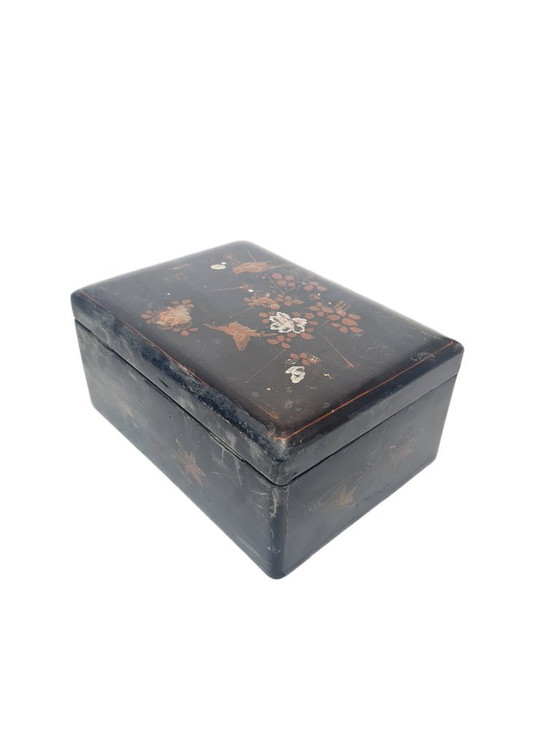 Boîte japonaise en laque vintage, années 1920, Objets déco, Bois, Noir (photo 5 sur 14)
