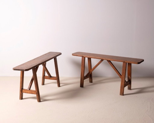 Par de bancos franceses del siglo XIX