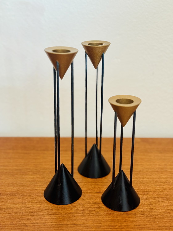 Image 1 of Set di 3 candelieri vintage postmoderni Memphis, disegnati da Markus Börgens