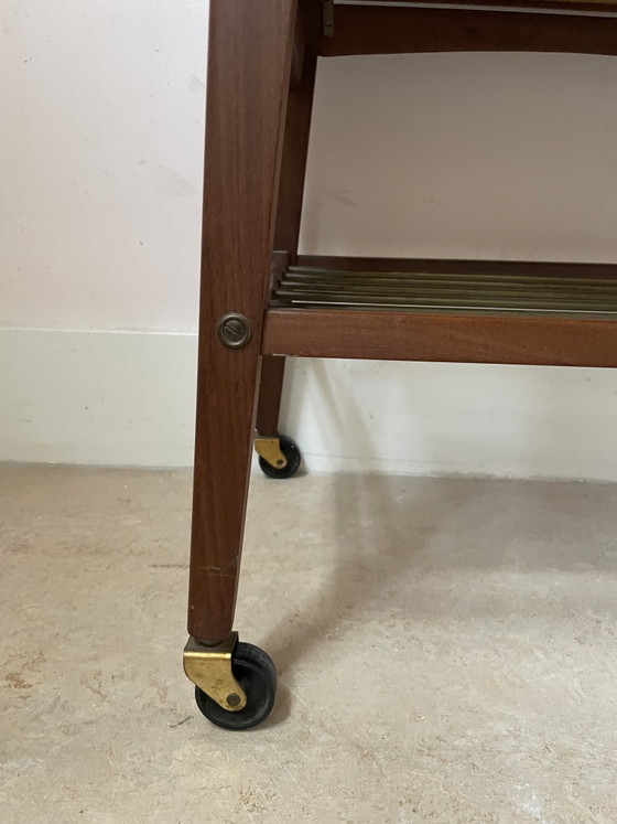 Image 1 of Bijzettafel op wieltjes - vintage uit Denemarken - mobiele plantenstandaard