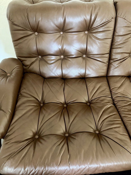 Image 1 of Ikea Borkum 3-zits fauteuil, origineel vintage uit de jaren 70, leer en chroom.