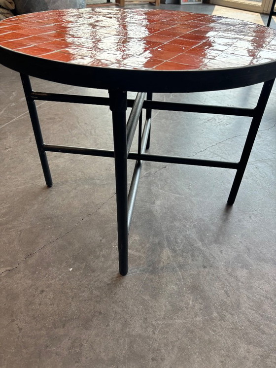 Handmade Moroccan Zellige Coffee Table – Orange – 60 cm – Iron (photo 6 of 6)