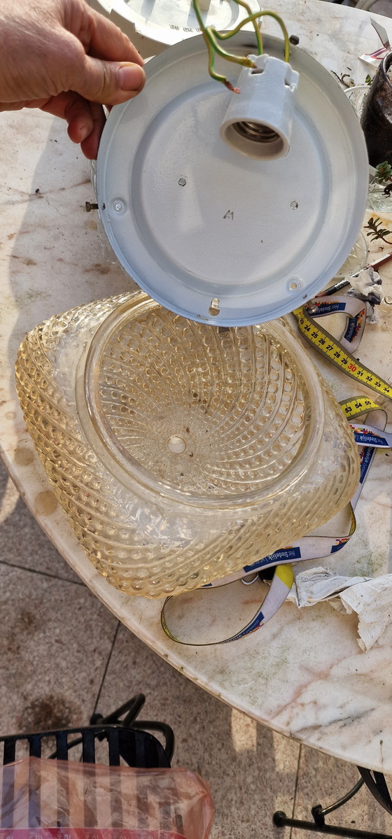 Image 1 of Vintage glass ceiling lamp