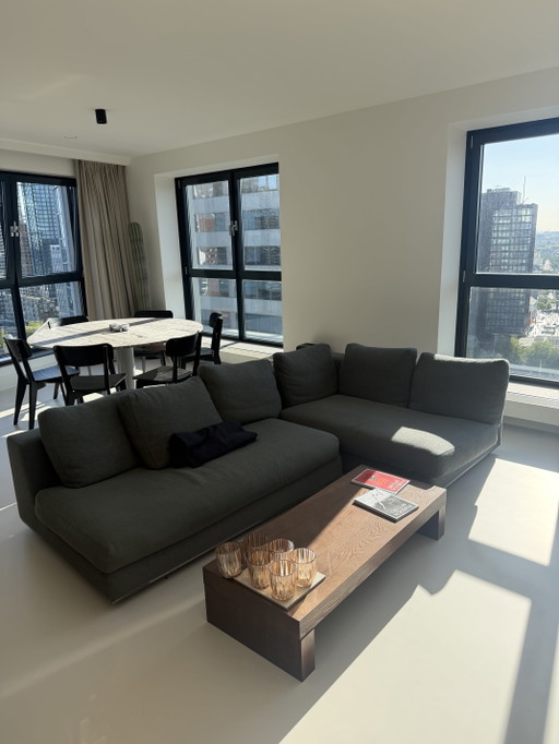 Canapé Minotti vert – hoekbanken, Metal, Textile