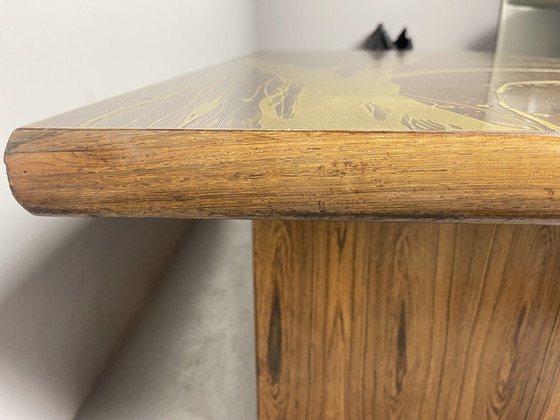 Image 1 of Artistic Brutalist Brass-Etched Coffee Table in the Style of Bernhard Rohne, Germany, 1960s. Ref.: CT1001