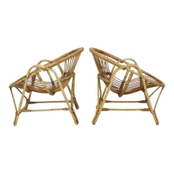 Image 1 of Set vintage di poltrone lounge in rattan stile boho