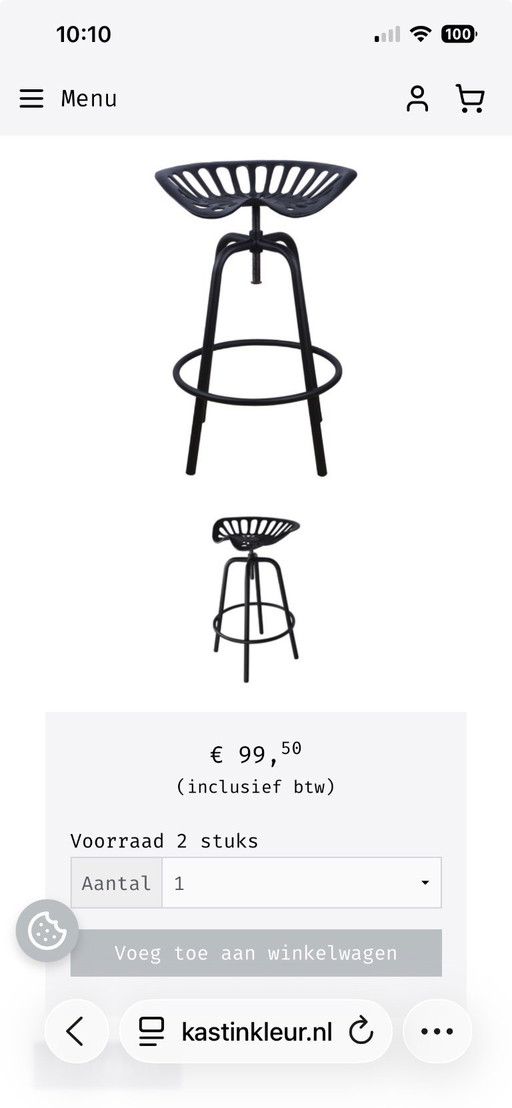 2 taburetes de bar con asiento de tractor | Esschert | regulables en altura
