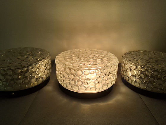 Image 1 of Vintage cut bubble glass wall or ceiling lamp, German manufacturer 60s/70s