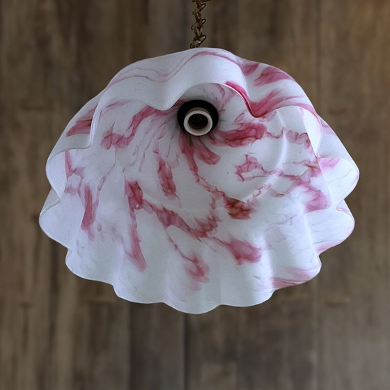 Image 1 of Antique pendant lamp Pink marble motif XXL