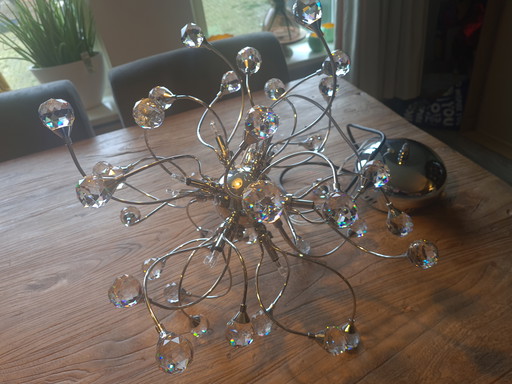 Crystal with chrome chandelier Searschlight Sonja