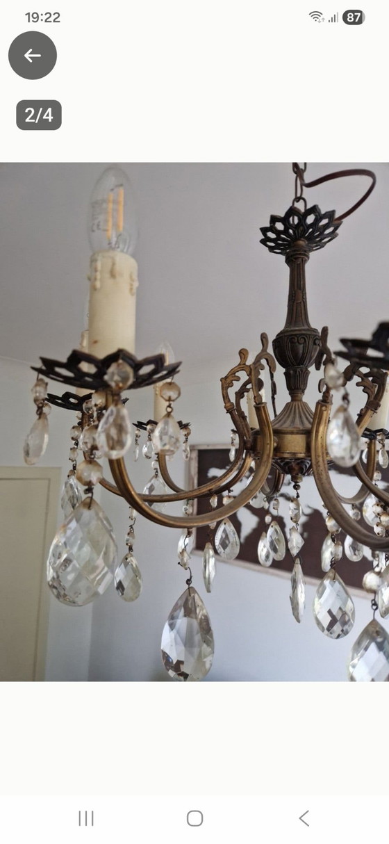 Antique brass chandelier, Brown (photo 5 of 6)