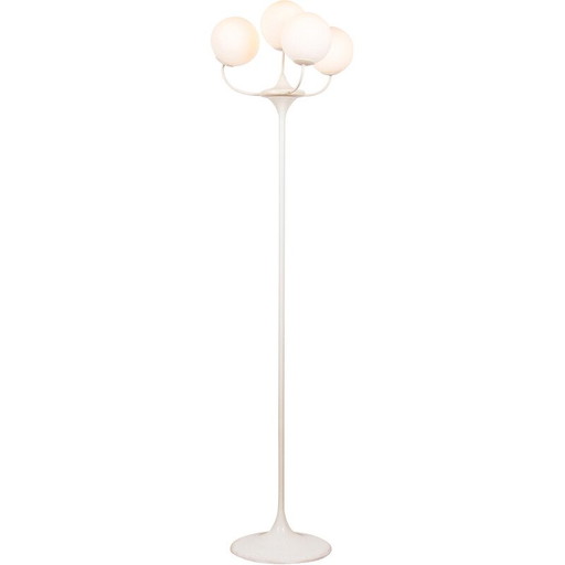 Vintage vloerlamp in opaline glas en staal van Eva Renée Nele voor Temde Leuchten, Duitsland 1960