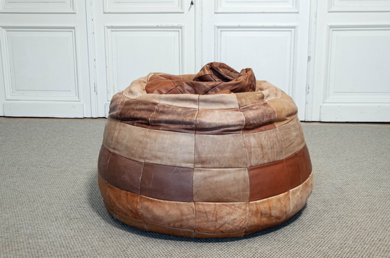 Image 1 of Otomana de retazos de cuero De Sede de los años 70