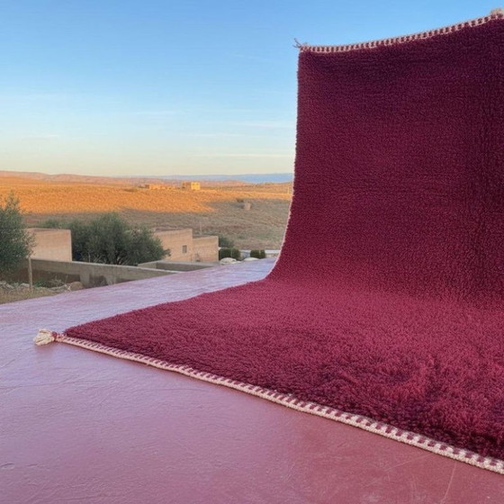 Grand Tapis Marocain en Laine 400 × 300 cm – Rouge Bordeaux (photo 4 of 9)