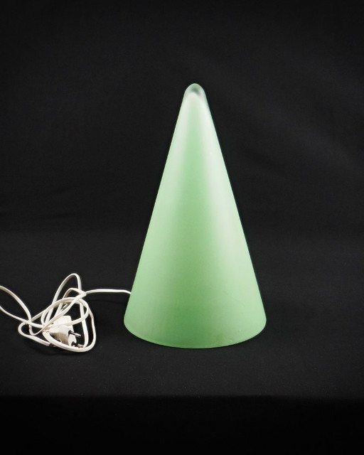 Lampe Teepee XL en verre opalin vert design Vintage 90s