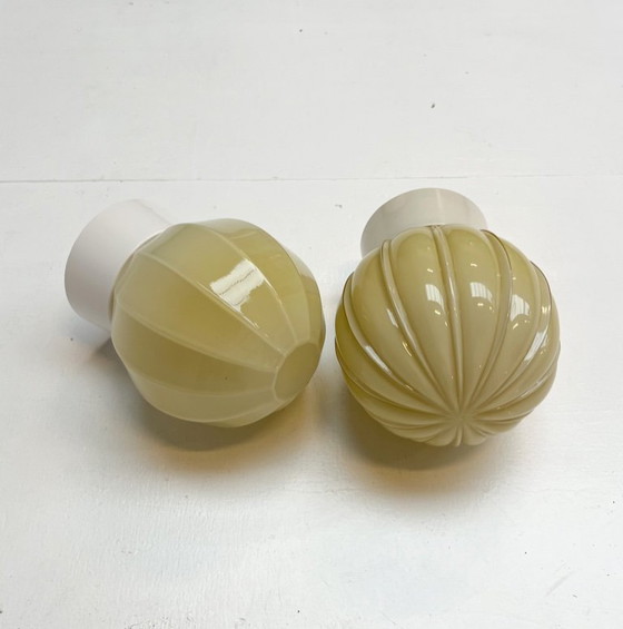 Image 1 of Lampada da soffitto Art Déco beige di Thabur, anni '40