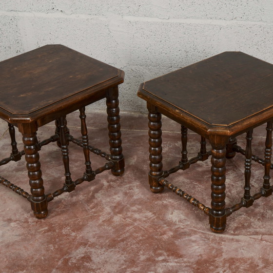 Pair of 19th Century Carved and Turned Wood Stools (photo 8 of 10)