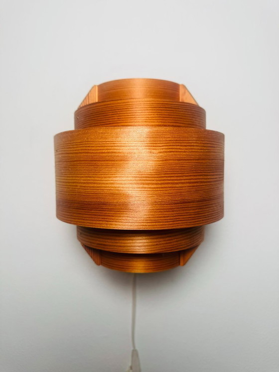 Image 1 of A pinewood wall lamp by Hans-Agne Jakobsson for Ellysett, Sweden 1960s