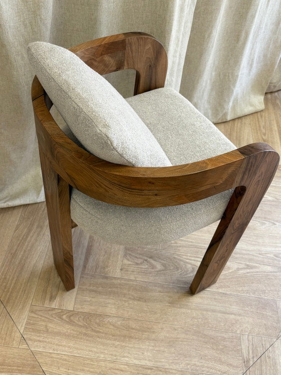 INES notenhouten stoel 72x55x60cm – Fauteuils, Textile, Wood (photo 5 of 5)