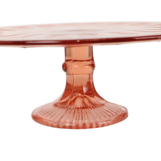 Roze Art Deco Taartschotel Gebak Schaal Depression Glass – Tafelaccessoires (photo 5 of 13)