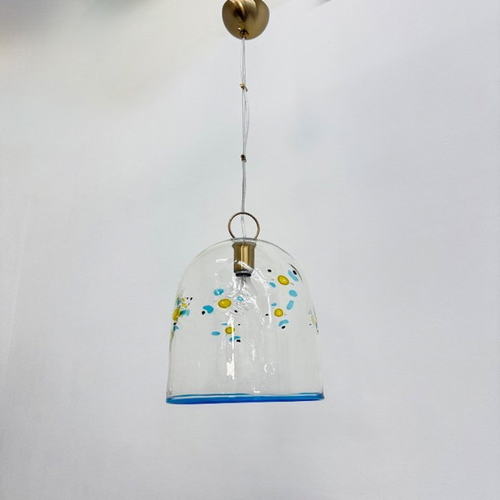 Image 1 of Mid-century design La Murrina glass hanging lamp flowers , 1970s , Italy