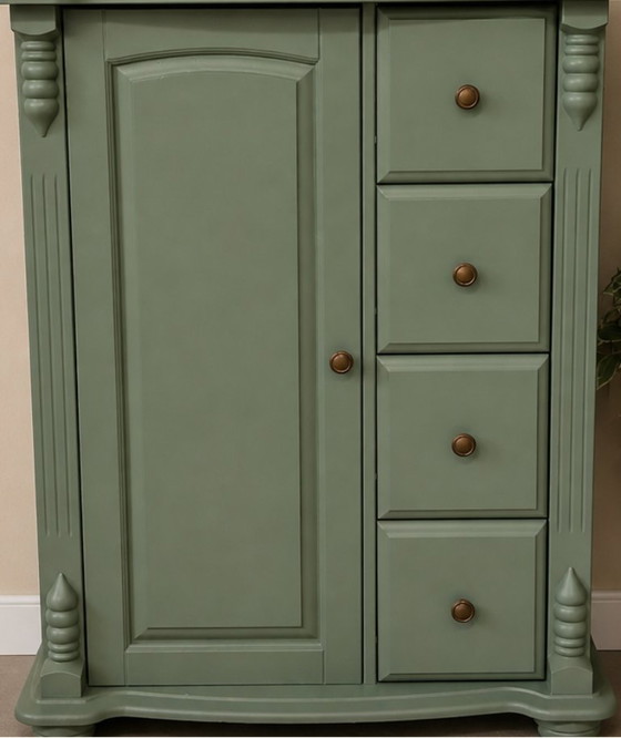 Image 1 of Old green pine lard cupboard, maid's cupboard