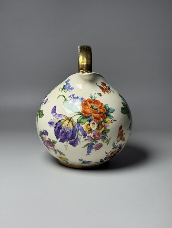 Boch Frères Keramis “Fleurs de Saxe” Art Deco Pitcher – La Louvière, c. 1930s – Vases, Ceramic (photo 5 of 11)