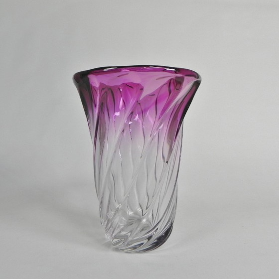Image 1 of Heavy Val Saint Lambert vase, Torsade model, 1950s