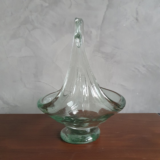 Image 1 of Glass Swan From The 1980s Green Glass