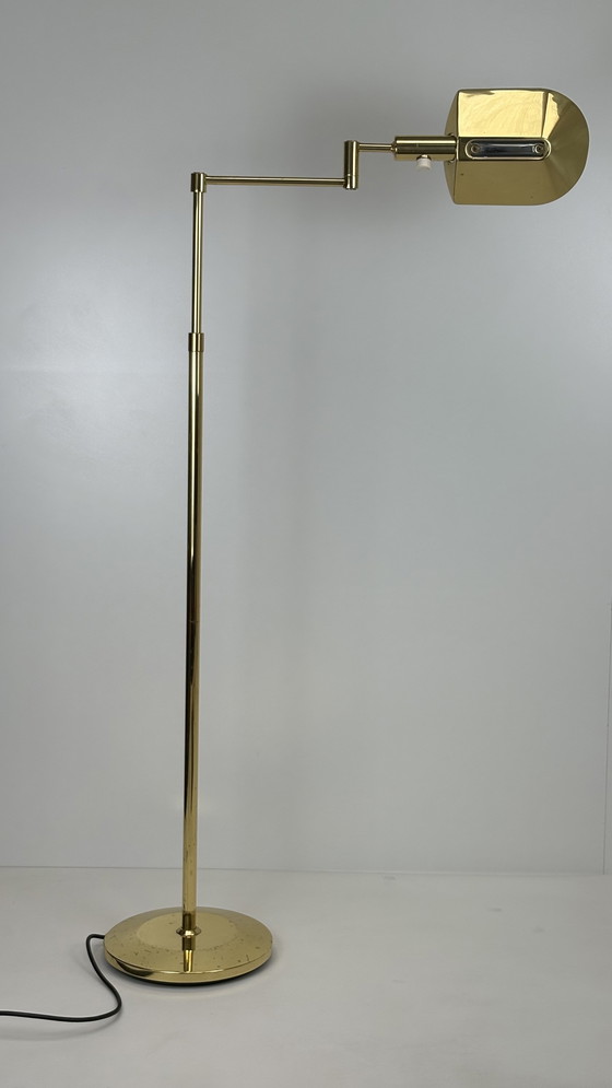 Image 1 of Lampada da lettura vintage in ottone regolabile in altezza Metalarte