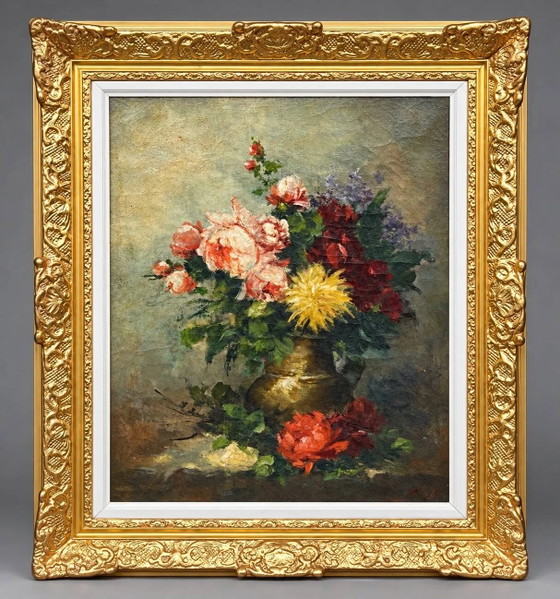 Julien Delvigne (1878-1947), "Natura morta con fiori.", Dipinti e disegni, Tela (foto 9 di 9)